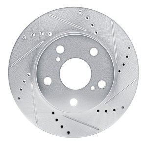 Toyota Hilux Brake Rotor (1) - Front Right - R1 Concepts - Drilled & Slotted - Silver - `13-`19